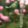 Teal Bird Staked Rain Gauge