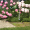 Teal Bird Staked Rain Gauge