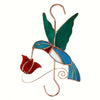 Hummingbird Red Flower Glass Hanging Hook