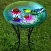 Goldfinch Glass Bird Bath w/Stand