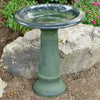 Fiber Clay Hunter Green Birdbath with Base