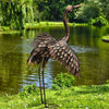 Bronze Crane Metal Sculpture Out 41 inch