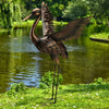 Bronze Crane Metal Sculpture Up 44 inch
