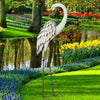 Egret Metal Sculpture Preening 40 inch